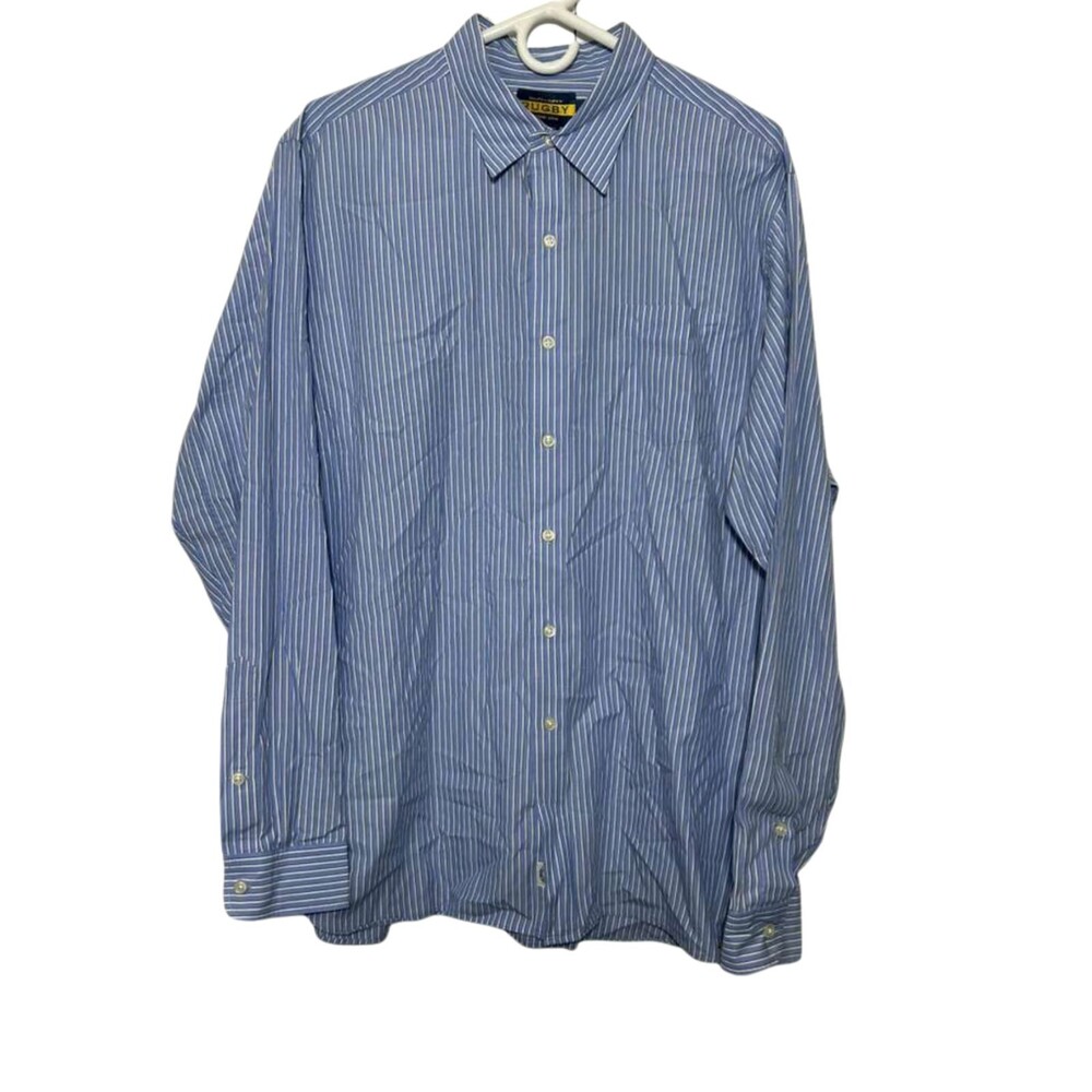 Ralph Lauren Rugby Button Down Shirt Men's XL Blue Striped Long Sleeve